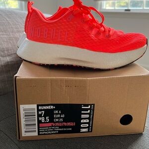 Nobull Runner+ sneakers Women’s 8.5 Men’s 7 neon coral